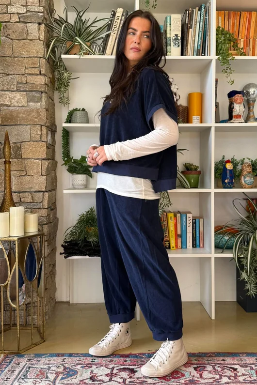 Terry B Hi Lo Tank Navy